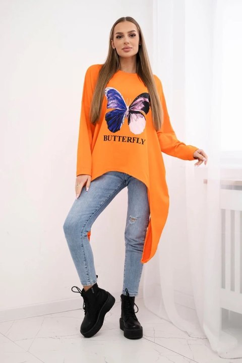 Bluzka z nadrukiem oversize pomarańczowa Bluzka z nadrukiem oversize pomarańczowa
