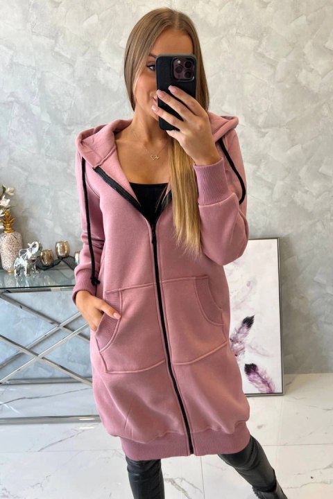 Bluza ocieplana długa z kapturem ciemno różowa Bluza ocieplana długa z kapturem ciemno różowa