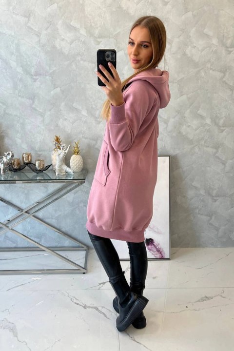 Bluza ocieplana długa z kapturem ciemno różowa Bluza ocieplana długa z kapturem ciemno różowa