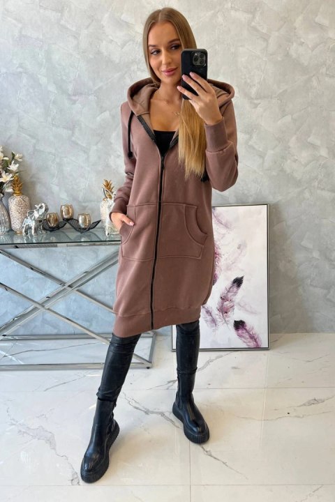 Bluza ocieplana długa z kapturem mocca Bluza ocieplana długa z kapturem mocca