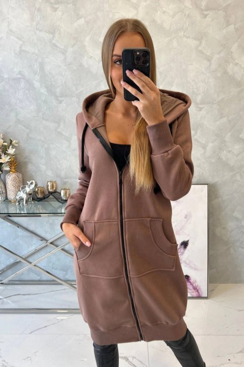 Bluza ocieplana długa z kapturem mocca Bluza ocieplana długa z kapturem mocca
