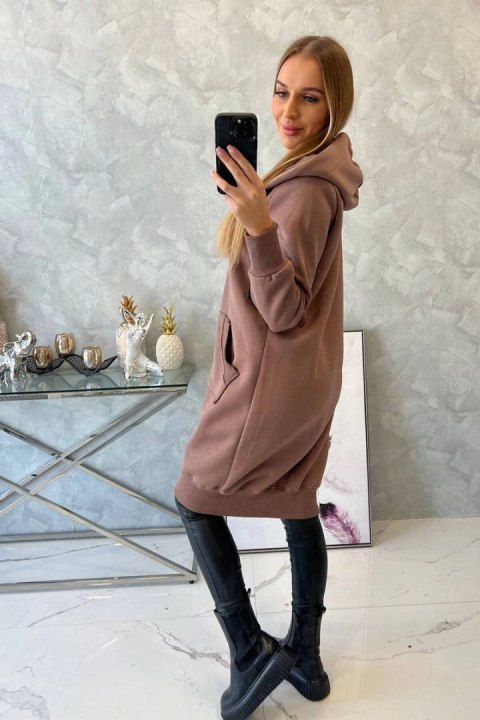 Bluza ocieplana długa z kapturem mocca Bluza ocieplana długa z kapturem mocca
