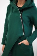 Bluza ocieplana z asymetrycznym suwakiem ciemno zielona
