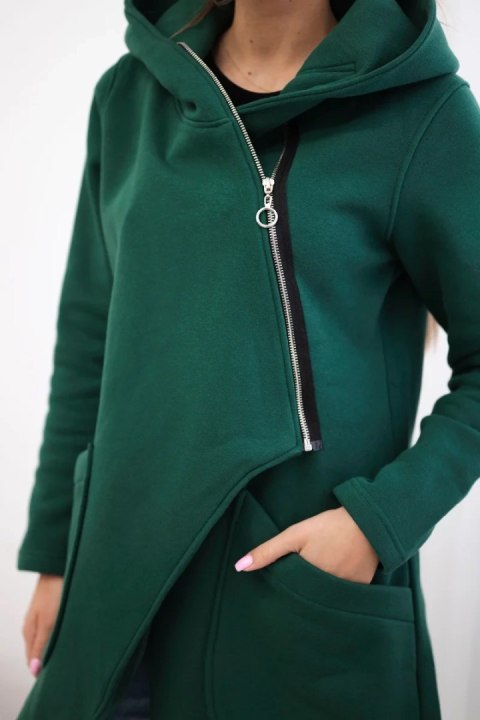 Bluza ocieplana z asymetrycznym suwakiem ciemno zielona Bluza ocieplana z asymetrycznym suwakiem ciemno zielona