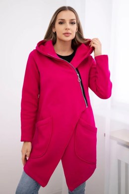 Bluza ocieplana z asymetrycznym suwakiem fuksja
