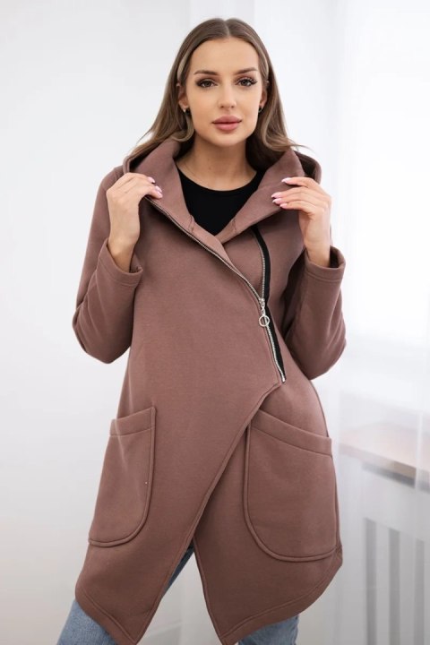 Bluza ocieplana z asymetrycznym suwakiem mocca Bluza ocieplana z asymetrycznym suwakiem mocca