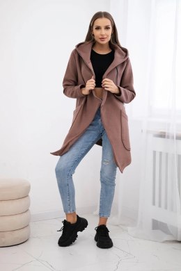 Bluza ocieplana z asymetrycznym suwakiem mocca