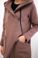 Bluza ocieplana z asymetrycznym suwakiem mocca