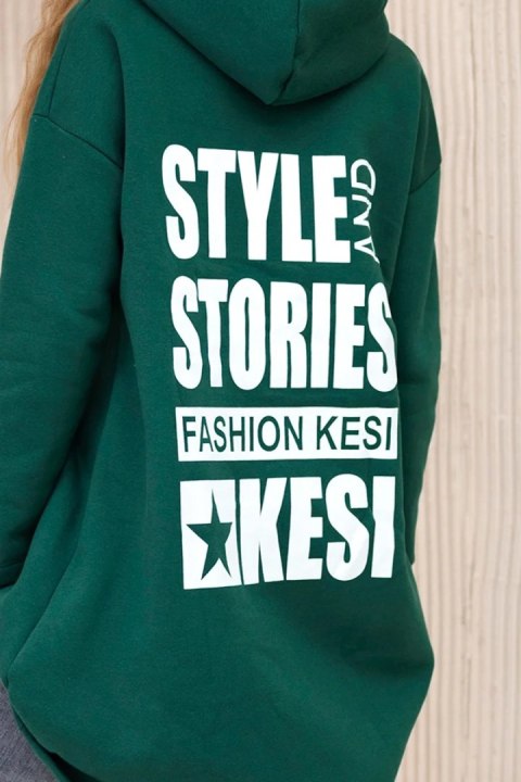 Bluza ocieplana z długim tyłem i kapturem ciemno zielona Bluza ocieplana z długim tyłem i kapturem ciemno zielona