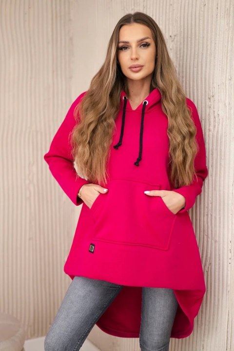 Bluza ocieplana z długim tyłem i kapturem fuksja Bluza ocieplana z długim tyłem i kapturem fuksja