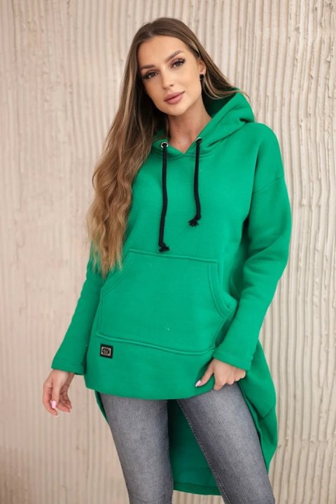 Bluza ocieplana z długim tyłem i kapturem zielona Bluza ocieplana z długim tyłem i kapturem zielona