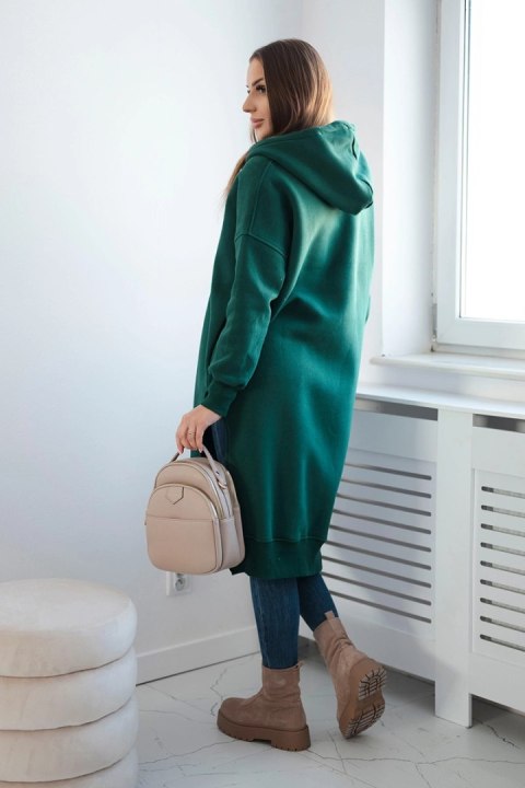 Bluza ocieplana z rozcięciami na bokach ciemno zielona Bluza ocieplana z rozcięciami na bokach ciemno zielona