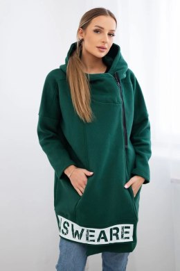 Bluza ocieplana z suwakiem ciemno zielona