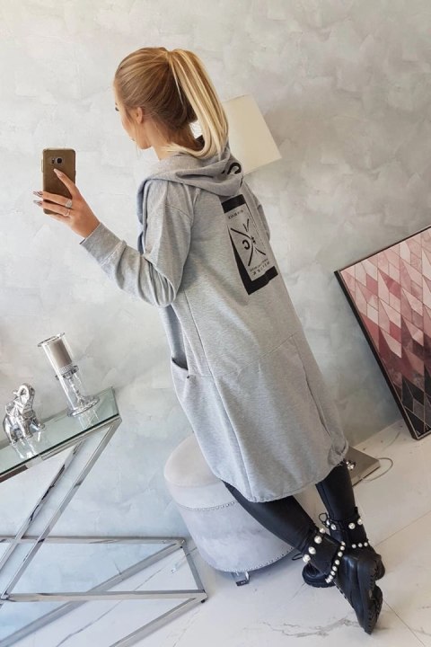 Narzutka z kapturem oversize szara Narzutka z kapturem oversize szara
