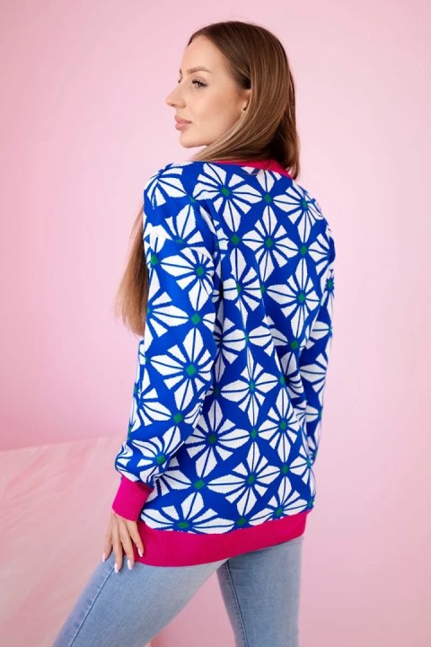 Sweter z geometrycznym motywem chabrowy Sweter z geometrycznym motywem chabrowy