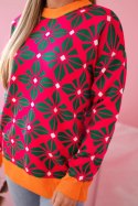 Sweter z geometrycznym motywem fuksja