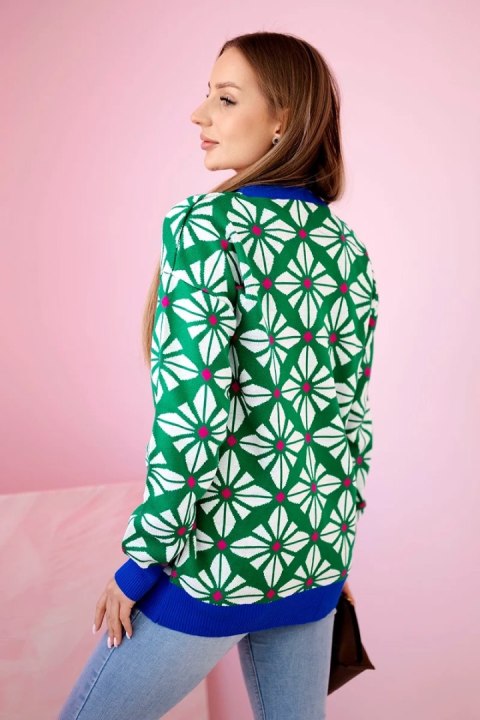 Sweter z geometrycznym motywem zielony Sweter z geometrycznym motywem zielony