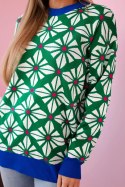 Sweter z geometrycznym motywem zielony