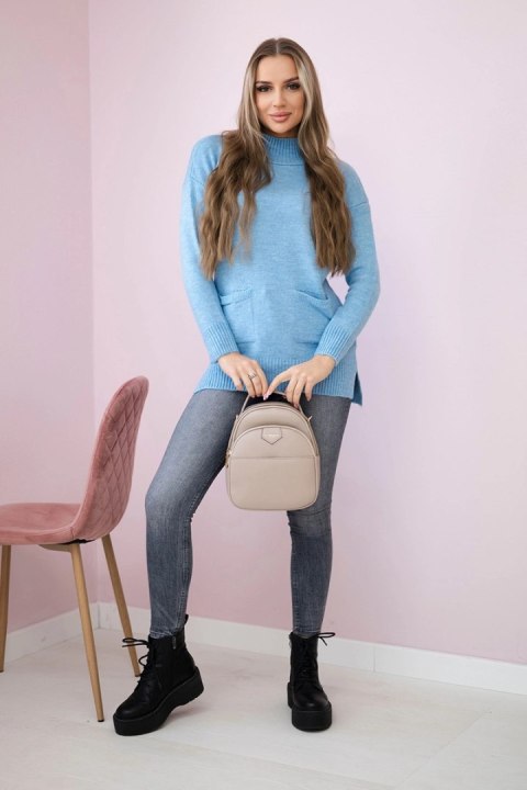 Sweter ze stójką błękitny Sweter ze stójką błękitny