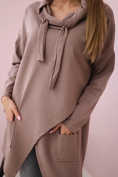 Tunika z kopertowym przodem Oversize mocca Tunika z kopertowym przodem Oversize mocca