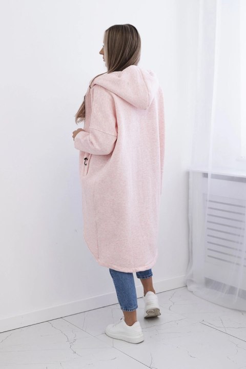 Bluza ocieplana długa pudrowy róż melanż Bluza ocieplana długa pudrowy róż melanż