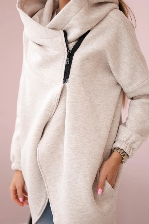 Bluza z krótkim suwakiem beżowy melanż Bluza z krótkim suwakiem beżowy melanż