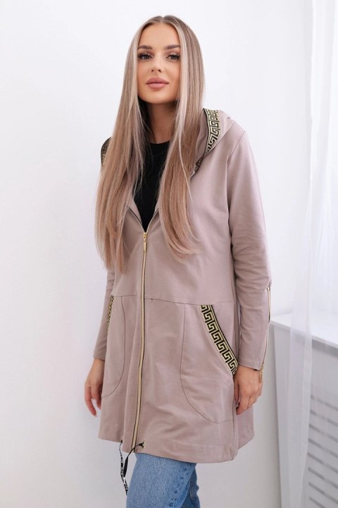 Bluza z ozdobną taśmą ciemno beżowa Bluza z ozdobną taśmą ciemno beżowa
