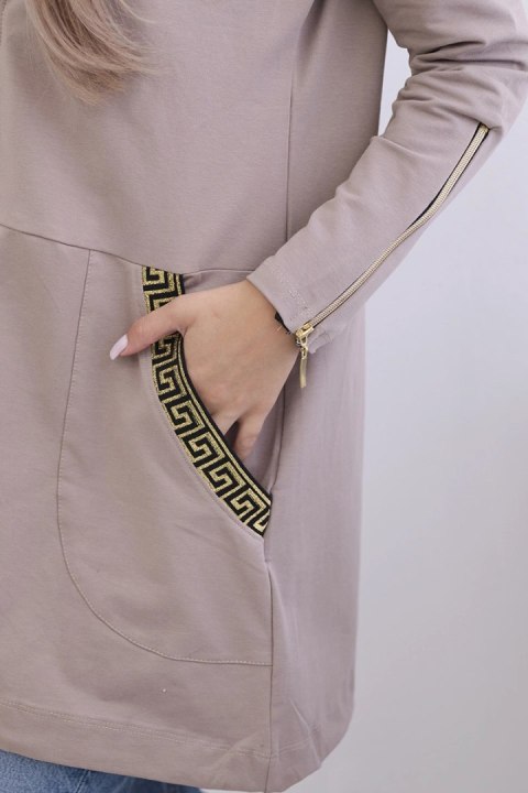 Bluza z ozdobną taśmą ciemno beżowa Bluza z ozdobną taśmą ciemno beżowa