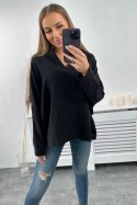 Bluzka muślinowa z podwijanym rękawem czarna
