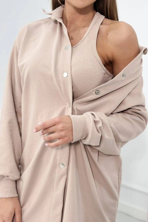 Komplet 3-częściowy bluza, top i legginsy beżowy Komplet 3-częściowy bluza, top i legginsy beżowy