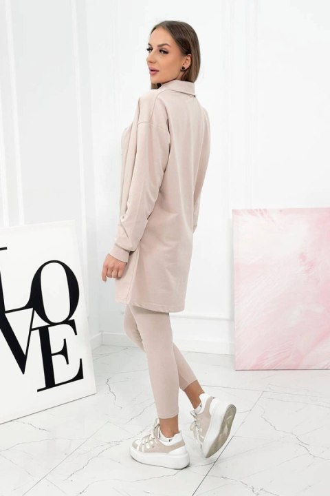 Komplet 3-częściowy bluza, top i legginsy beżowy Komplet 3-częściowy bluza, top i legginsy beżowy