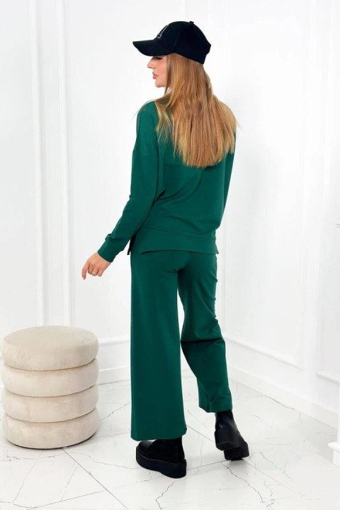 Komplet bawełniany Bluza + Spodnie z szeroką nogawką zielony Komplet bawełniany Bluza + Spodnie z szeroką nogawką zielony