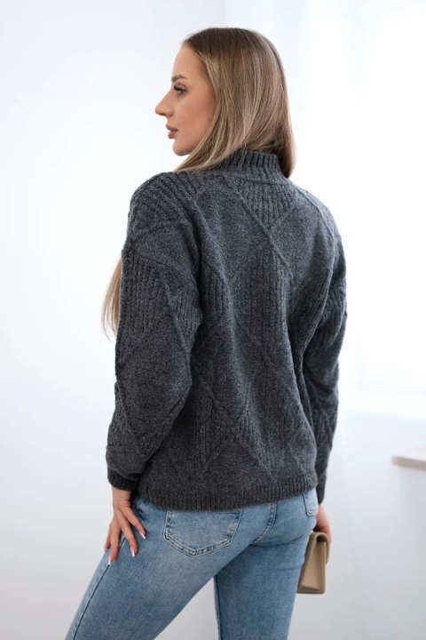 Sweter wkładany przez głowę w romby grafitowy Sweter wkładany przez głowę w romby grafitowy