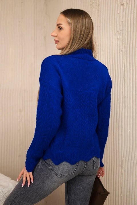 Sweter z ozdobną falbanką chabrowy Sweter z ozdobną falbanką chabrowy