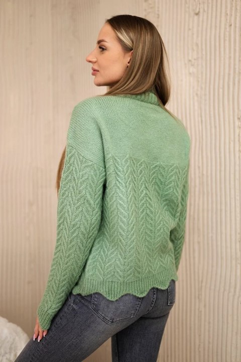 Sweter z ozdobną falbanką ciemno miętowy Sweter z ozdobną falbanką ciemno miętowy