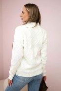 Sweter z ozdobnym splotem ecru