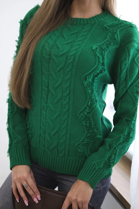 Sweter z warkoczowym splotem zielony Sweter z warkoczowym splotem zielony