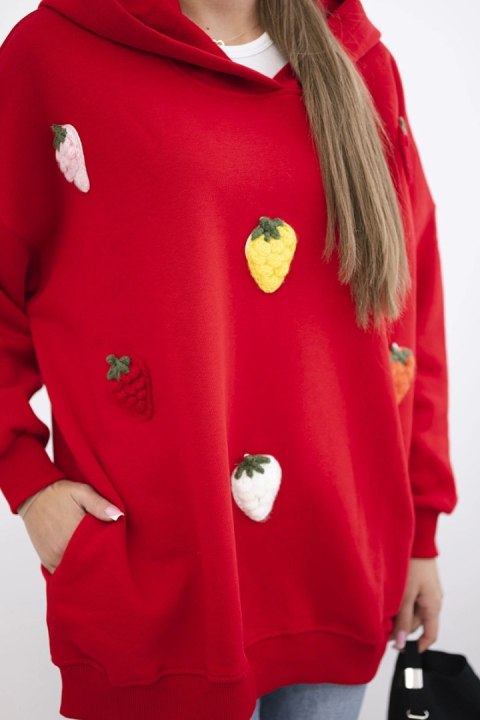 Bluza ocieplana z motywem truskawek czerwona Bluza ocieplana z motywem truskawek czerwona