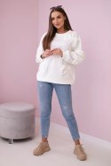 Bluza ocieplana z ozdobnymi kokardami ecru