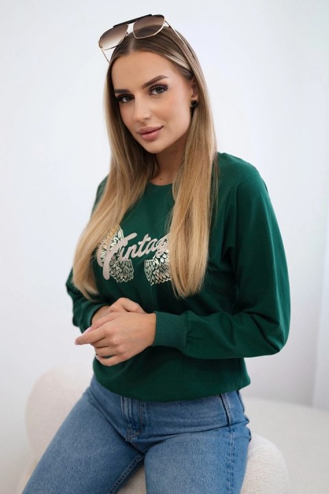 Bluza z nadrukiem ciemno zielona Bluza z nadrukiem ciemno zielona