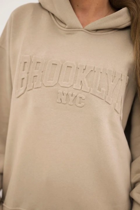 Komplet bawełniany ocieplany bluza + spodnie Brooklyn jasny beżowy Komplet bawełniany ocieplany bluza + spodnie Brooklyn jasny beżowy
