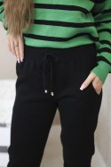 Komplet sweterkowy Bluza w paski + Spodnie zielony