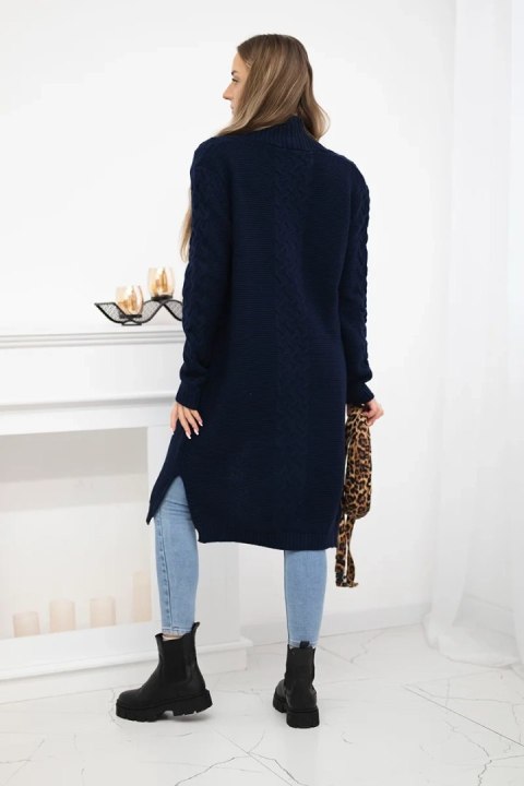 Sweter Kardigan splot warkocz granatowy Sweter Kardigan splot warkocz granatowy