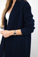 Sweter Kardigan splot warkocz granatowy