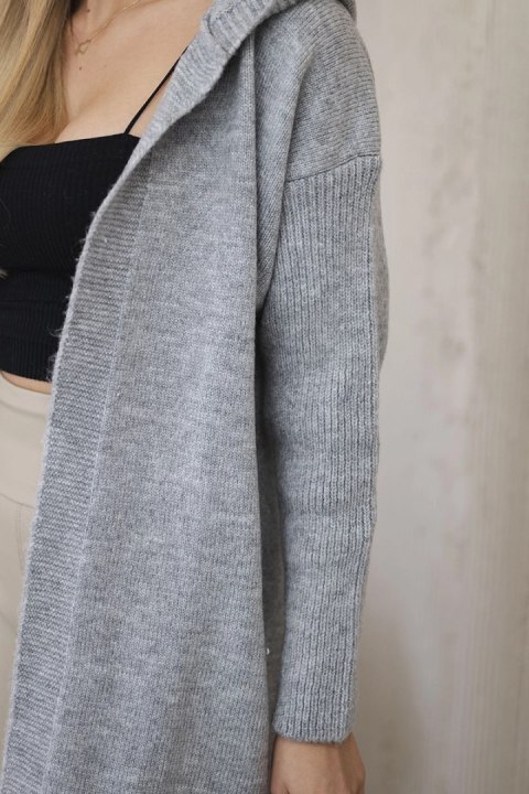 Sweter Kardigan z kapturem szary Sweter Kardigan z kapturem szary