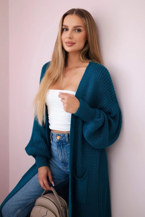 Sweter długi kardigan morski Sweter długi kardigan morski