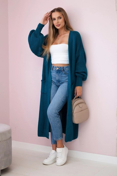 Sweter długi kardigan morski Sweter długi kardigan morski