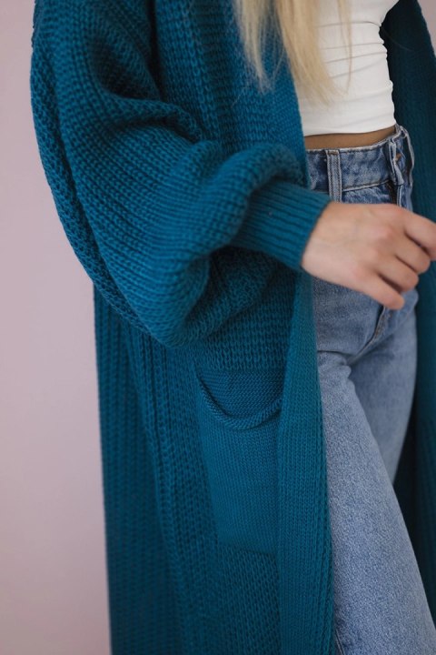 Sweter długi kardigan morski Sweter długi kardigan morski