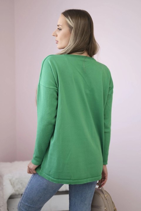 Sweter z kieszeniami z przodu jasno zielony Sweter z kieszeniami z przodu jasno zielony