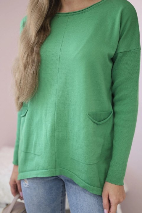 Sweter z kieszeniami z przodu jasno zielony Sweter z kieszeniami z przodu jasno zielony